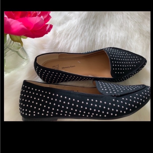 Time&Tru Women’s Black Silver Studded Flats NWOT Size 7W - Picture 6 of 6